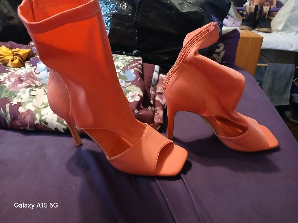 Orange Summer Ankle Boot Size 9