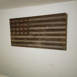American Flag Custom Antique Wood Wall Art Large 