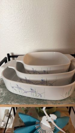 Corning Ware Shadow Iris, 1L & 1.5L & 2L Liter Casserole Dishes No Lids 3-Piece, $45