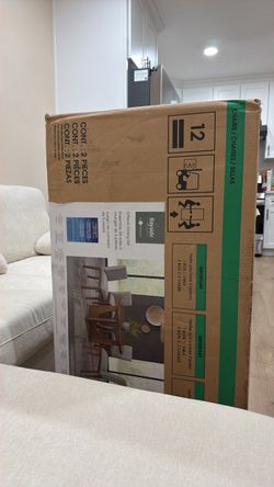 Walnut fabric grey chair (2) TABLE NOT INCLUDED
