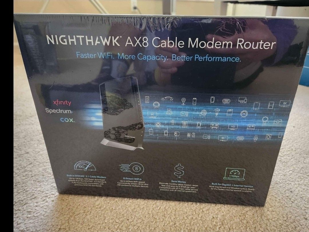 NETGEAR - Nighthawk AX6000 Wi-Fi 6 Router with DOCIS 3.1 Cable Modem - Black