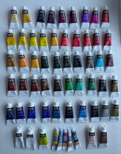 Bundle of Liquitex Acrylic Paints and Paint Brushes (ArtBin container and bamboo cup included)