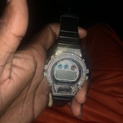 G-Shock Black 6900 Iced Out Diamond Watch 8.5 CT