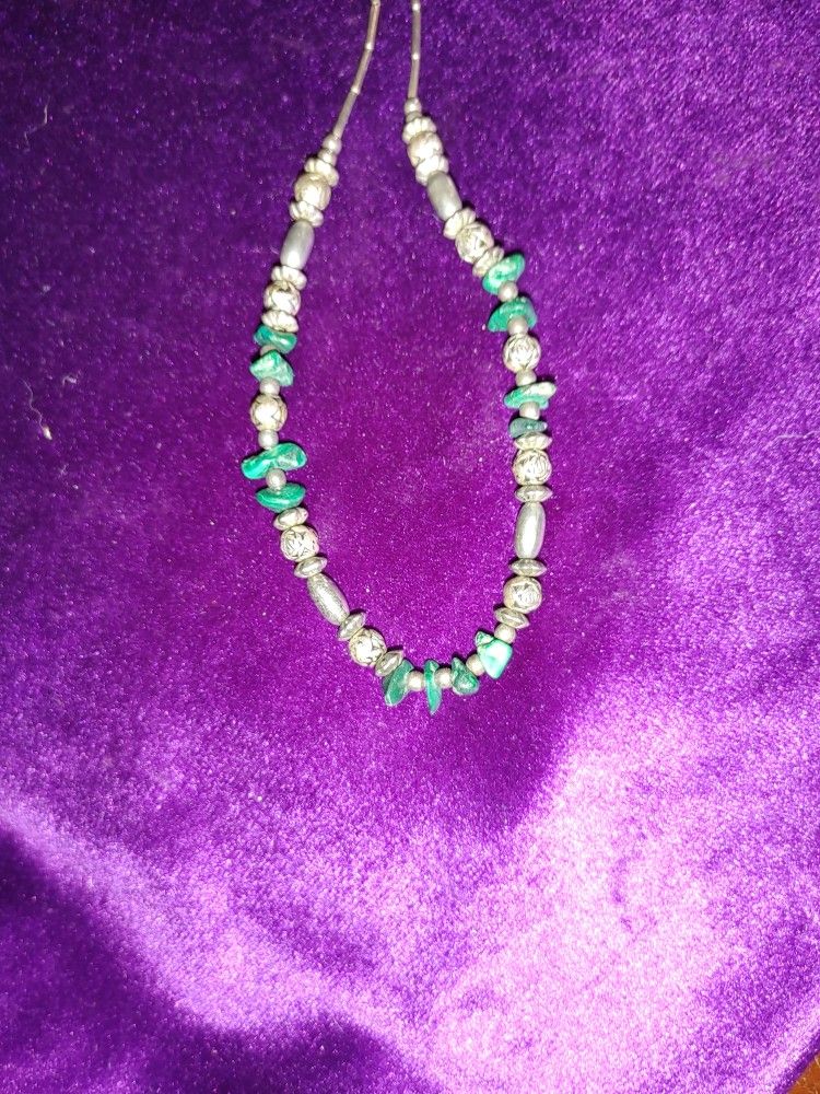 Sterling silver/Turquoise Chips Necklace