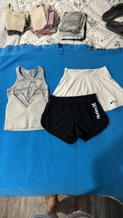 Women’s sports bras, tennis skirt, shorts