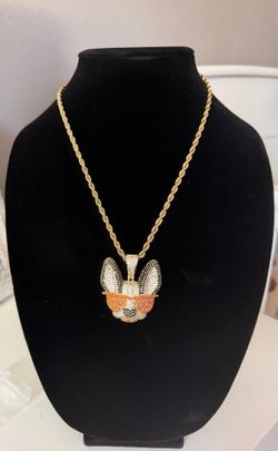 Frenchie dog pendant with rope chain