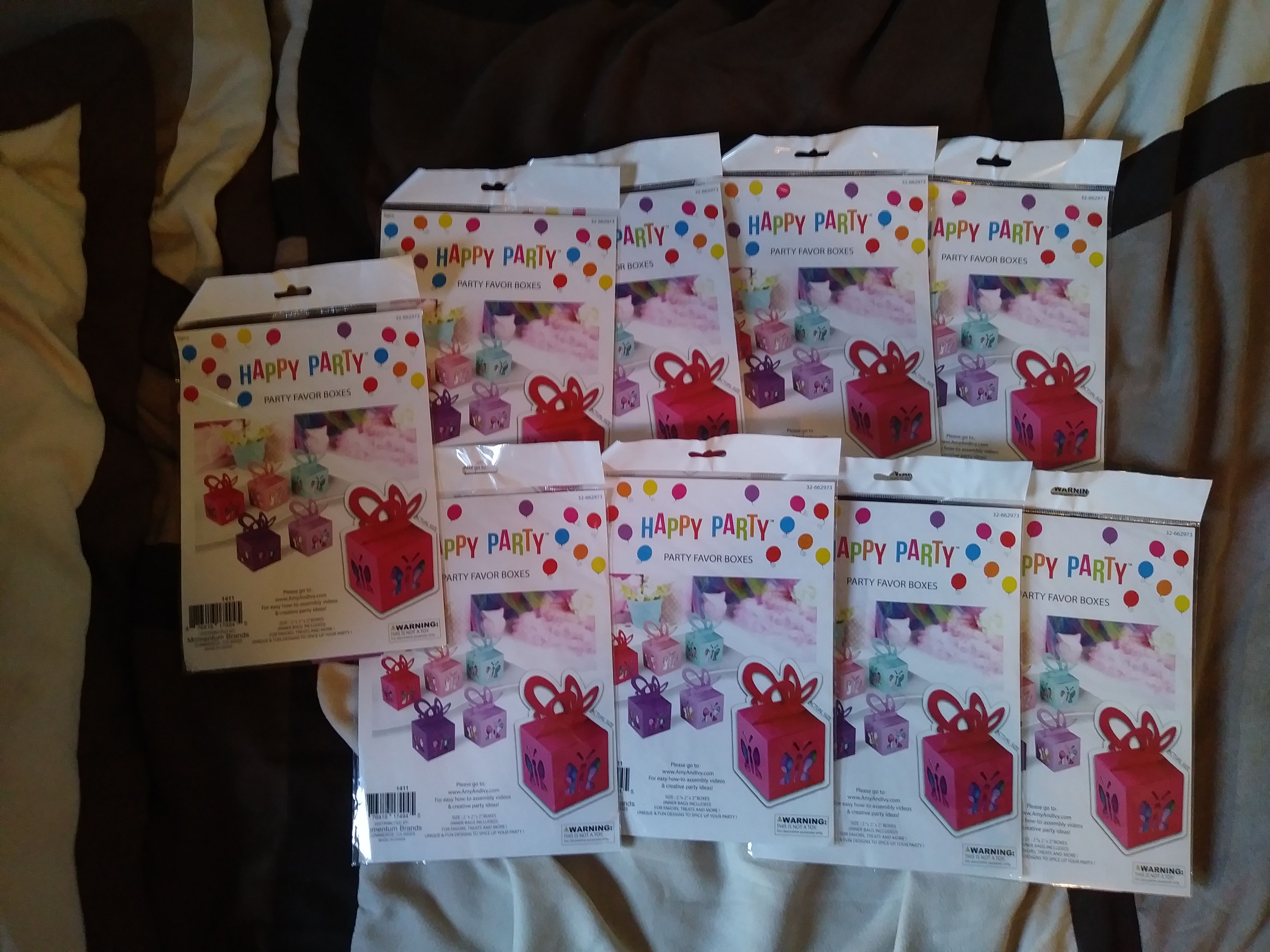 Party decorations boxes