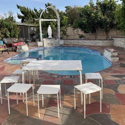 MOVING SALE TABLE AND 12 CHAIRS  GOOD CONDITION  TABLE IS 46” BY 29” $30 FOR ALL TABLE AND 12 CHAIRS  PICK UP IN WESTMINSTER CITY 92683 WESTMINSTER BL