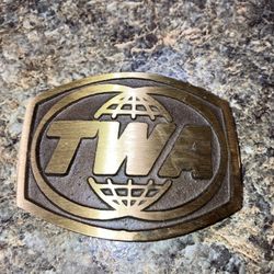  Vintage 1970’s TWA  Brass Belt Buckle