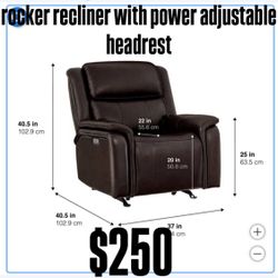 Barcalounger Bryson Leather power Rocker Recliner With Power Adjustable Headrest 