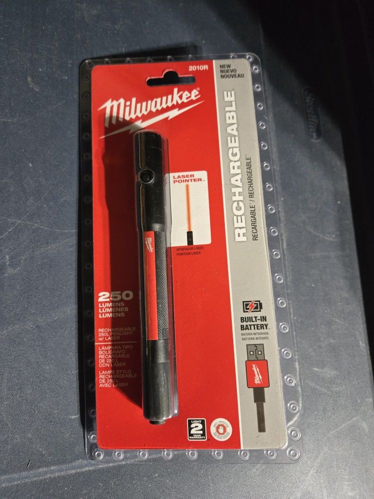Milwaukee 250 Lumens Internal Rechargeable Penlight W Laser