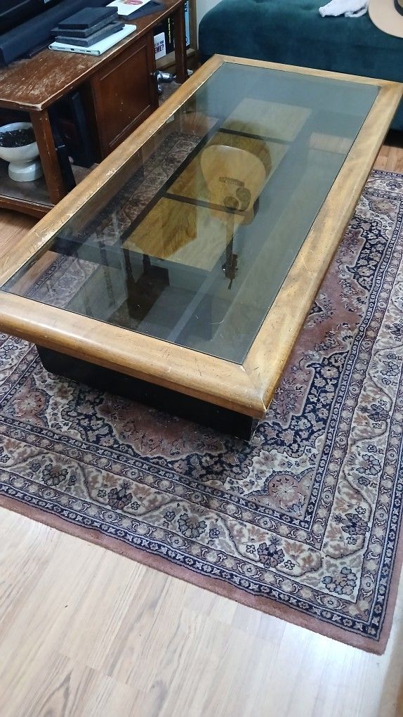 Glass And Wood Coffee Table