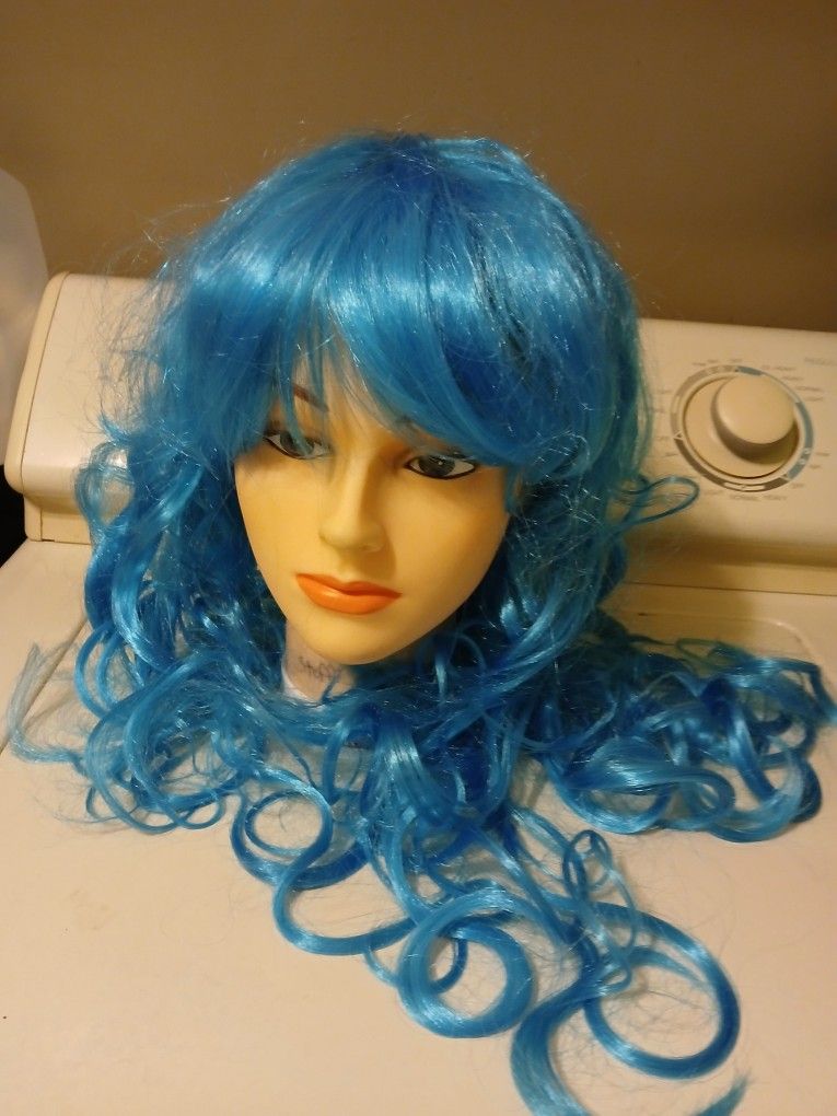Spirit Blue Curls Synthetic Wig. Halloween Or Cosplay