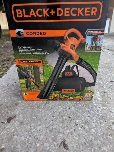 Black & Decker BEBL7000 VACPACK 3-in-1 Corded Leaf Blower/Vacuum/Mulcher New