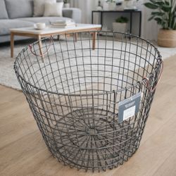 Threshold XL Round Wire Storage Crate Bin Basket with Copper Handles New With Tags
