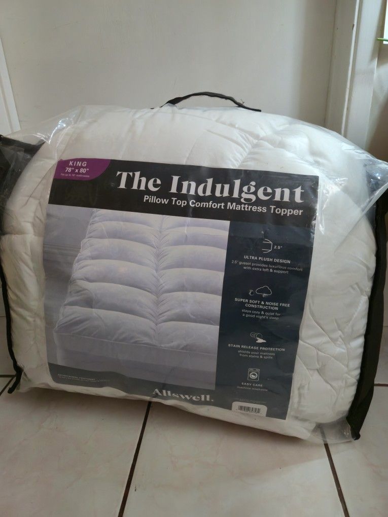 Allswell The Indulgent Pillow Top Comfort Mattress Topper King 78" X 80". Mattress Topper.