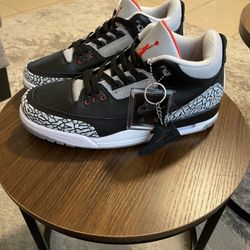 Air Jordan Retro 3 Black/Fire Red Cement Grey Men’s Size 10 (New-Nuevo)