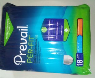 New Prevail per-fit adult diapers