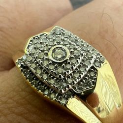 Real MOISSANITE Ring 14k Gold Plated 925 Silver Hip Hop Iced Pass Diamond Tester