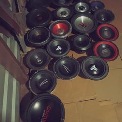 Subwoofers, amplifier collection. 8-in, 10-in, 12-in, 15-in. FREE DELIVERY DEMO PORTLAND VANCOUVER!