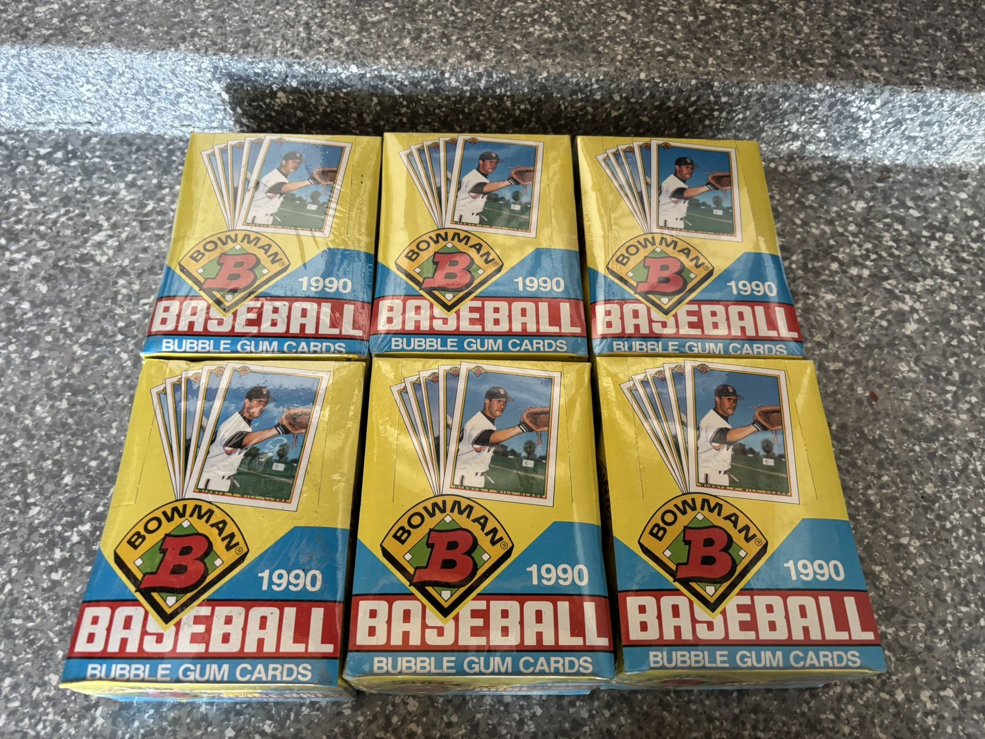 6 -factory sealed Wax Boxes Of 1990 Bowman Baseball Cards