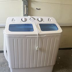 Giantex Portable Mini Compact Twin Tub Washing Machine 20lbs Washer Spain Spinner Portable Washing Machine, Blue+ White