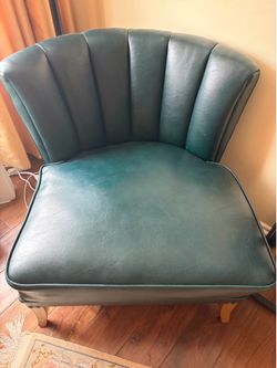 Two  pieces dark green armchair