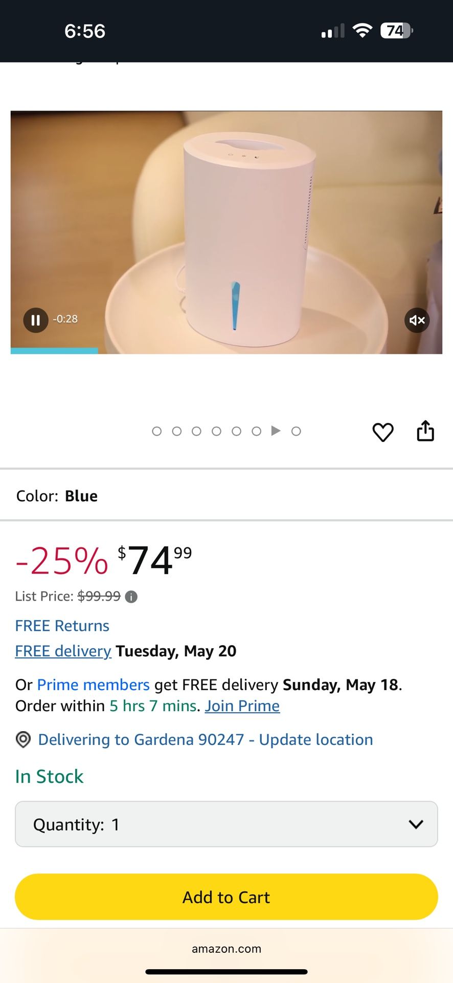 Dehumidifier for Home & Bedroom - Quiet, Portable Dehumidifier with 800 sq ft Coverage, Auto Shut-Off, 68oz Capacity, Perfect for Bathroom, Basement, 