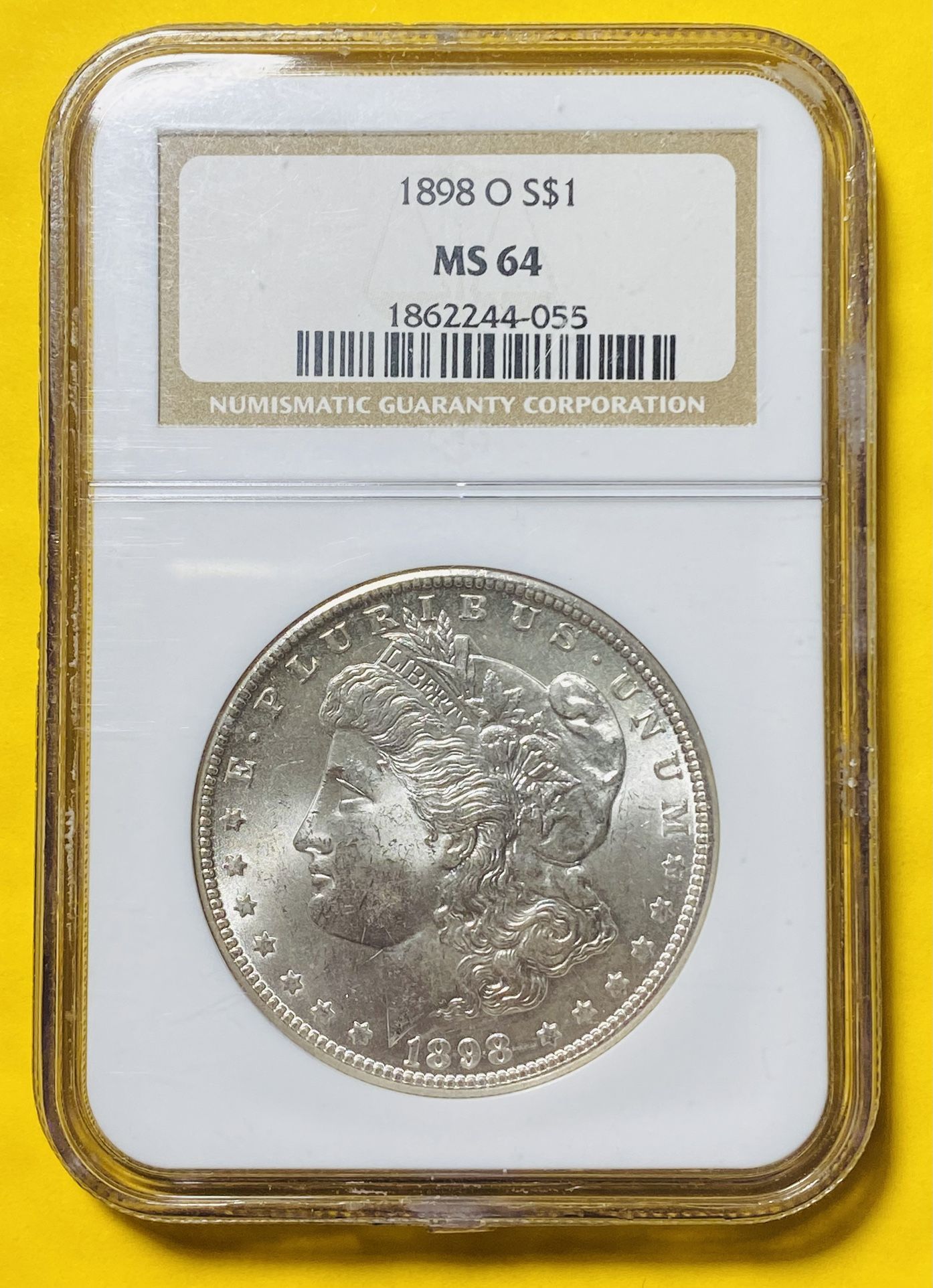 1898-O MORGAN SILVER DOLLAR COIN (NGC-Graded MS64) Mint State, Uncirculated