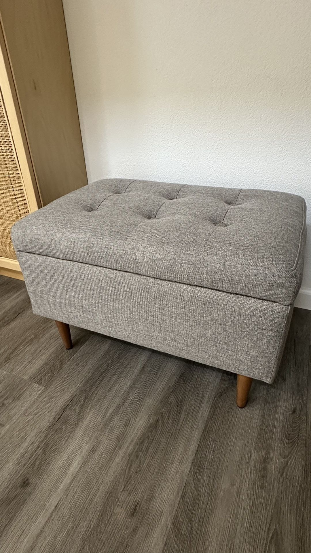 Gray Fabric Ottoman With Storage