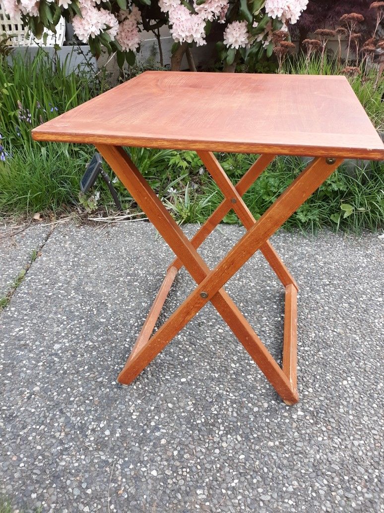 Danish Teak TV Table Folding End Table Mid Century Modern Scaninavian Mobler Name Maker