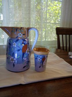 Water pitcher and glass
