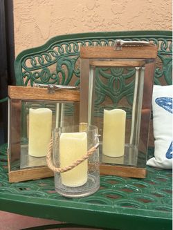Coastal/Beach Style Fake Candle + Display x3