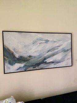 Abstract blue and white wall art