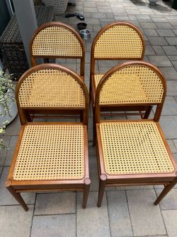 Arch Back Caned Dining Chairs x 4