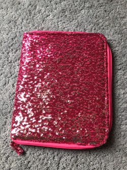 Pink sequined iPad mini case