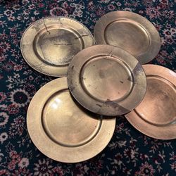 Gold Leaf Charger Plate Set, 5 Plates