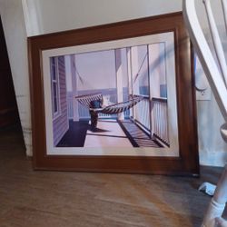 Epic Art 'Sunlit Hammock II' by Zhen-Huan Lu, Acrylic Glass Wall Art, 16"x12"with Brown Frame 