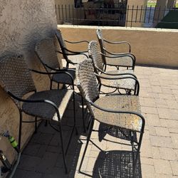Wicker Counter Height Stools (6) 
