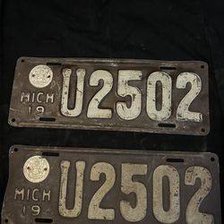 Antique license plate 1919 Michigan