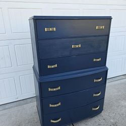 Solid Wood Navy blue tall Chest of Drawers