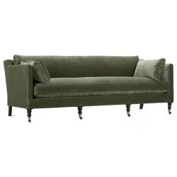 Rowe Furniture Madeline Stationary Sofa in Antiqued Moss Velvet
