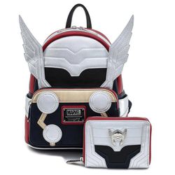 Loungefly x Marvel Thor Classic Cosplay Mini Backpack And Wallet Set NWT