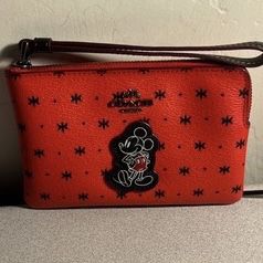 New Coach Red Mickey Mouse Wristlet