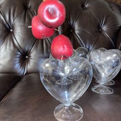 Glass Heart Hollow With Opening For Crafts Decor Centerpieces Clear Set Of 5