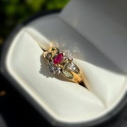 Jewelry 14k solid yellow gold diamonds rose quartz 0.60CTW ring sz 6.75