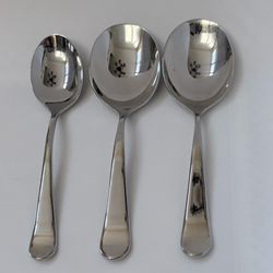 3pc Gourmet Settings Windermere Round Soup Spoons and Teaspoon Stainless Tips Up
