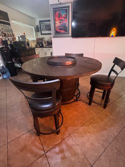 Round wine barrel pub Table