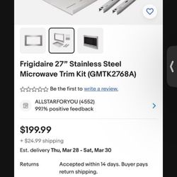 Frigidaire 27” Stainless Steel Microwave TRIM KIT( GMTK2768A) 