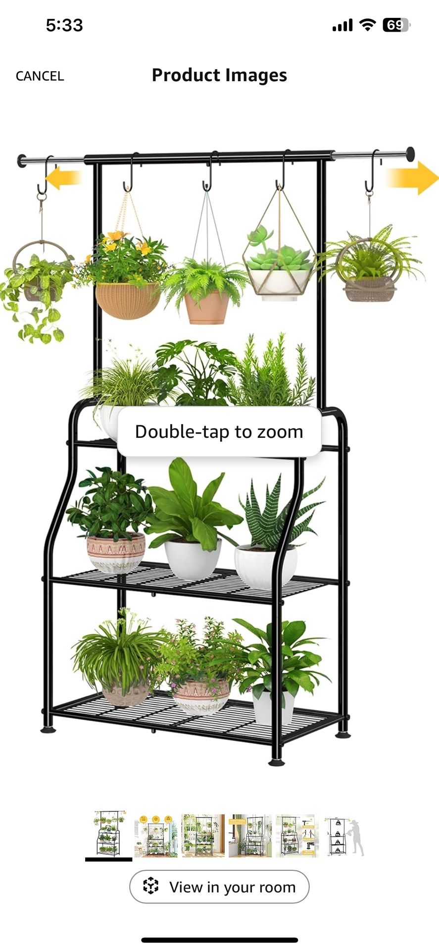 Simple Trending Plant Stand Indoor Outdoor, Heavy Duty Metal 3 Tiered Hanging Plant Shelf for Multiple Flower Planter Holder Tall Large Rack for Livin